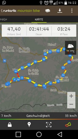 Insgesamt sind es ca. 65 km geworden!